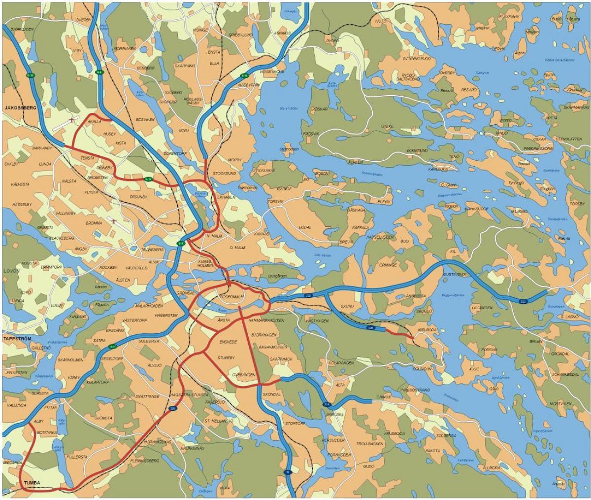 Mapa de carreteras de Estocolmo